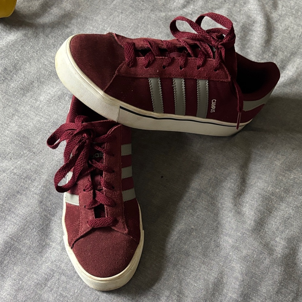 Adidas Women's Campus Maroon and Gray Sneakers